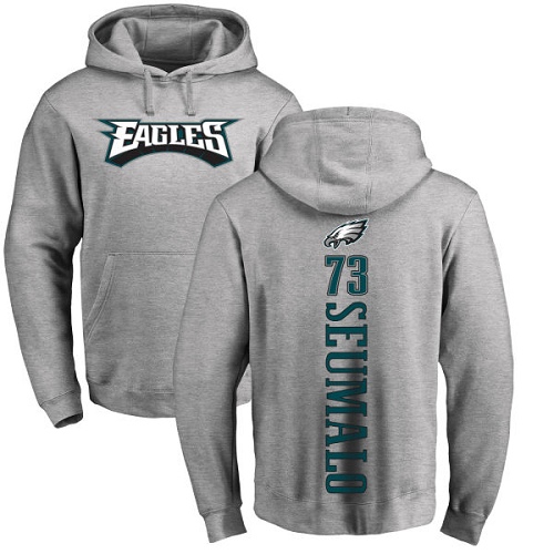 Men Philadelphia Eagles 73 Isaac Seumalo Ash Backer NFL Pullover Hoodie Sweatshirts